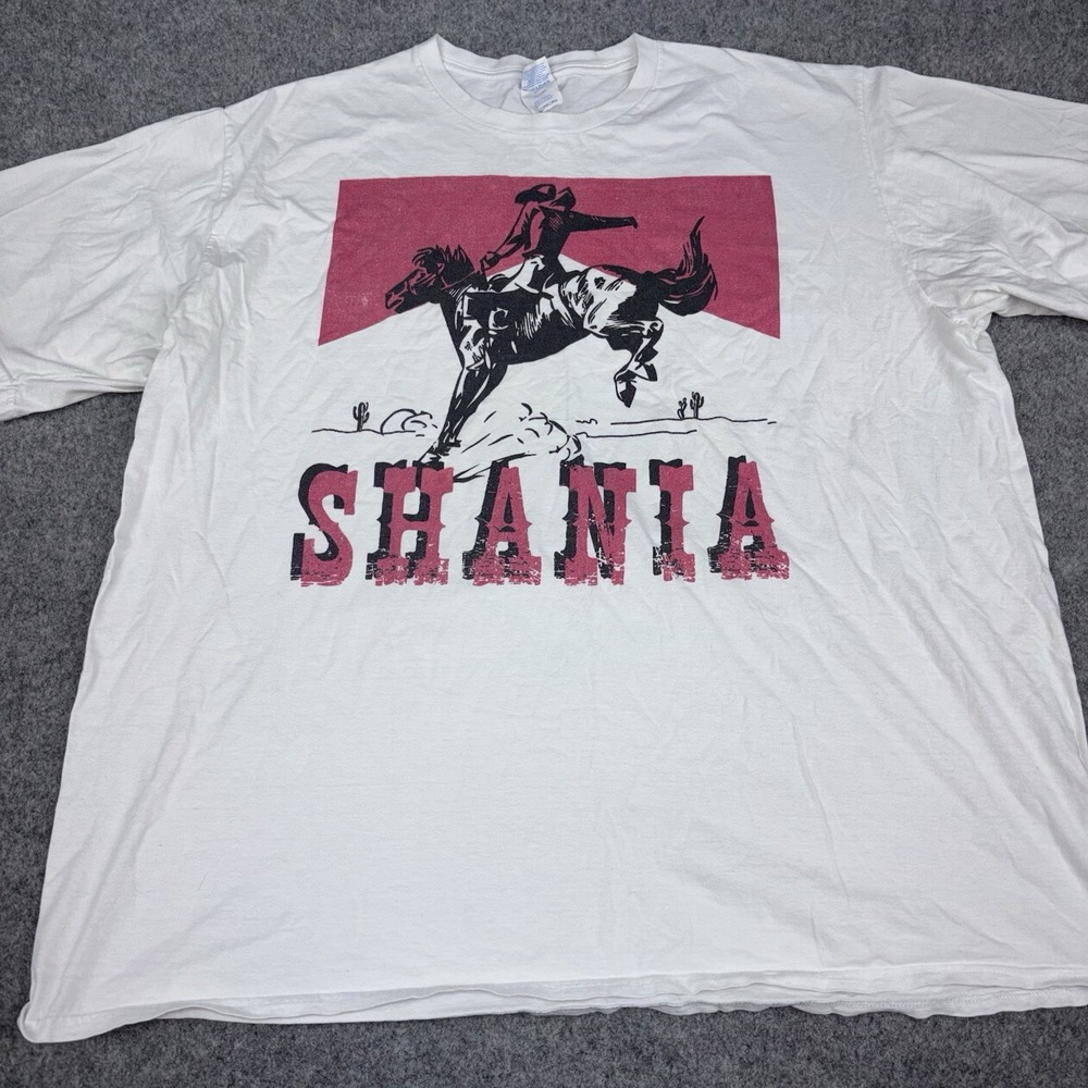 Shania Twain T-Shirt Womens 3XL Cowboy Horse Country Music Graphic Tee White Y2K